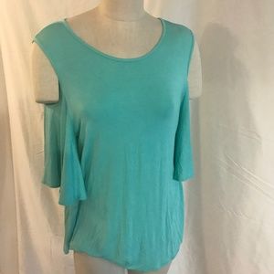 R Rouge Sea Foam Green Cold Shoulder Top Medium